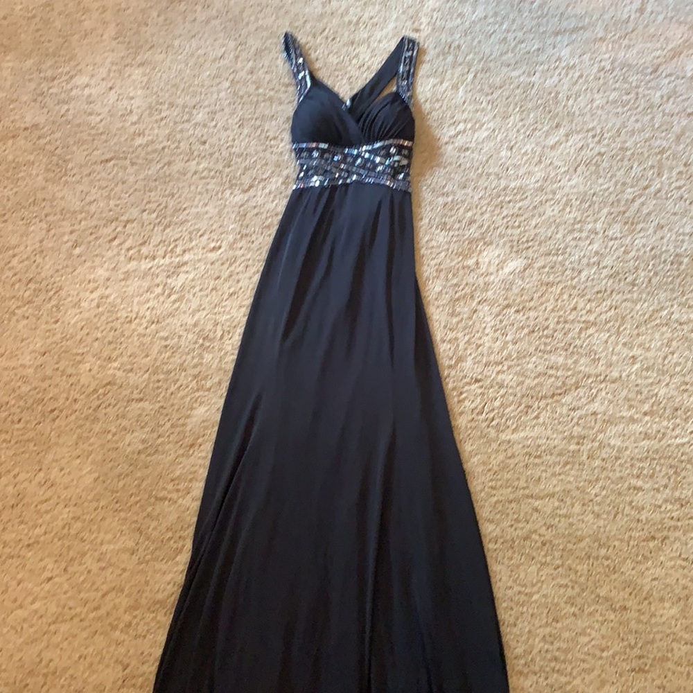 Hailey Logan Black Sequin Prom Gown Formal Evening Dress size 9/10